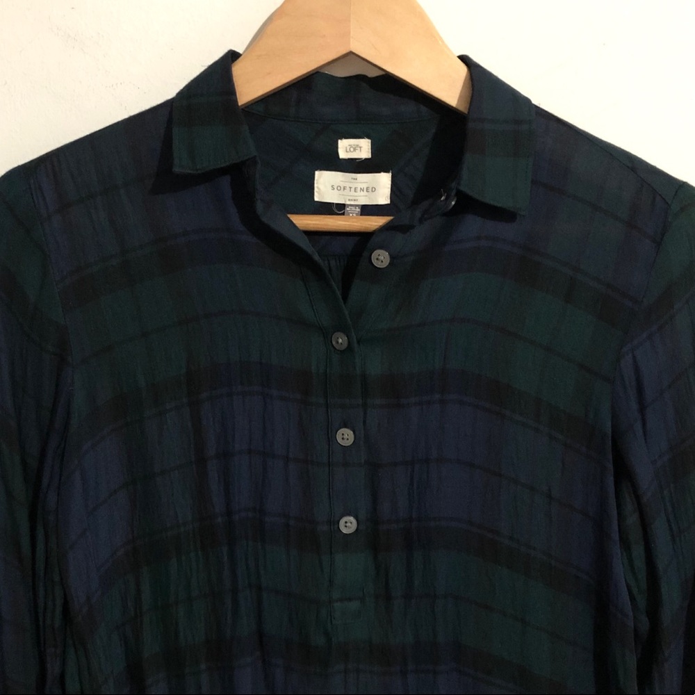 LOFT | Blue & Green💘Plaid - Picture 3 of 10